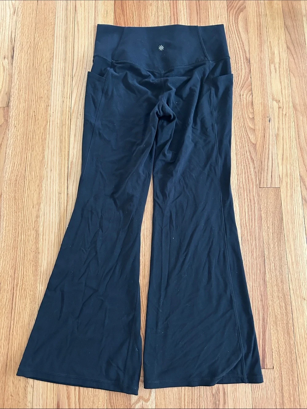 Athleta Salutation Black Wide-Leg Yoga Pants with High Waist and Pockets - Picture 2 of 2